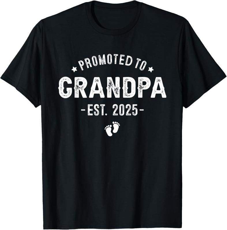 100% Cotton Promoted to Grandpa 2025 Soon To Be, First Time Grandfather T-Shirt