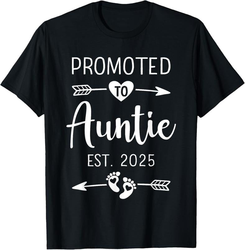 100% Cotton Promoted to auntie 2025 aunt pregnancy announcement T-Shirt