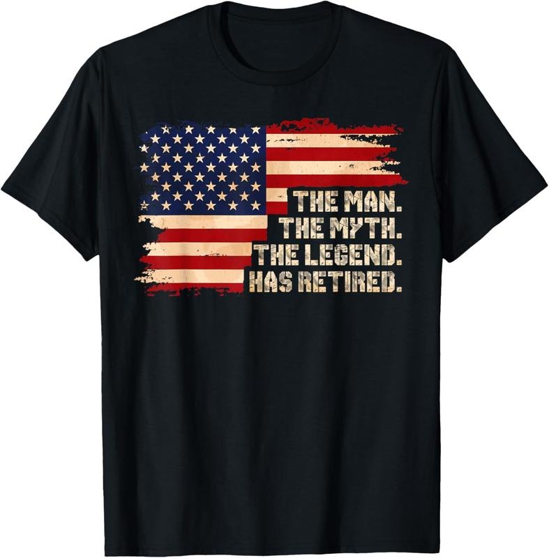 100% Cotton Retirement The Legend Has Retired American Flag For Men Male T-Shirt