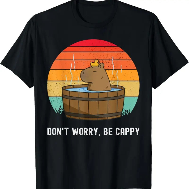 100% Cotton Retro Funny Capybara Don't Worry Be Capy T-Shirt