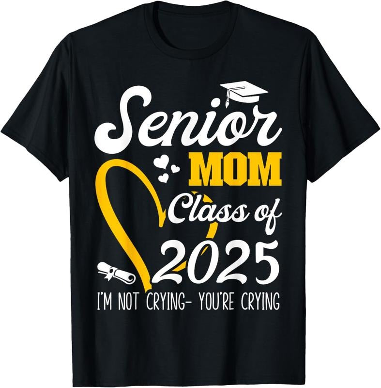 100% Cotton Senior Mom 2025 Class of 2025 Graduation 2025 Back To School T-Shirtstyle{n002}2