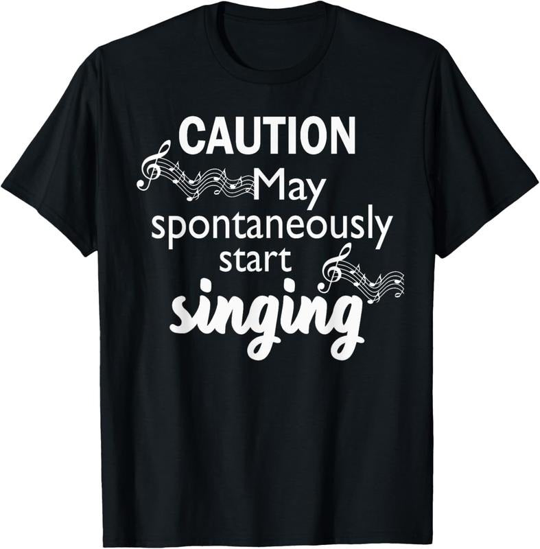 100% Cotton Singing Music Lover T Shirt Gift - Caution May Start Singing T-Shirt