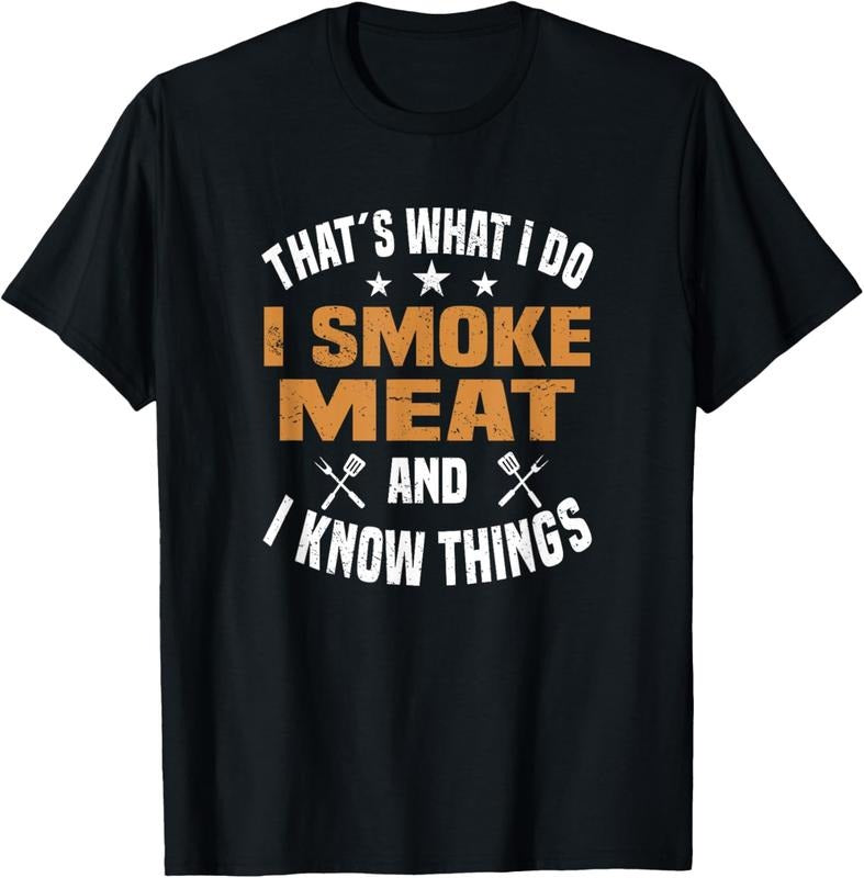 100% Cotton Smoking Meat BBQ Grilling Smoker Smoked Meat T-Shirt