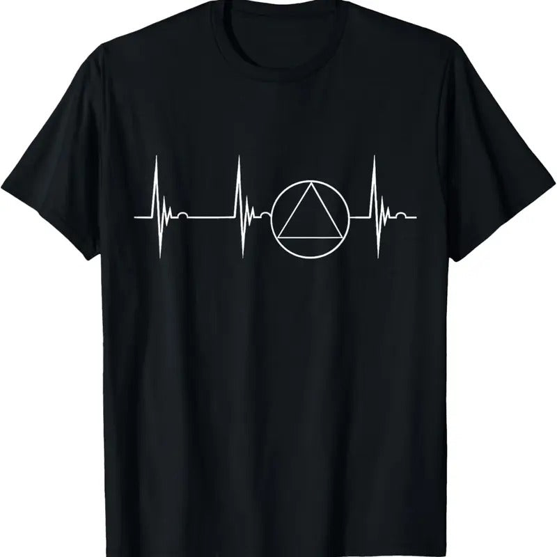 100% Cotton Sober Recover Sobriety Heartbeat EKG Pulse Abstinence T-Shirtstyle{n002}2