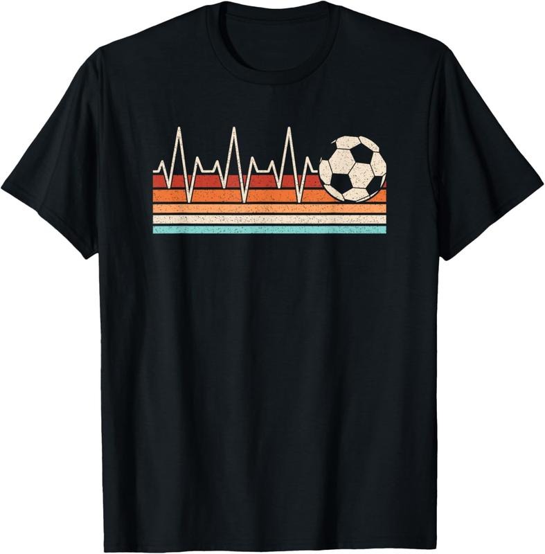 100% Cotton Soccer Heartbeat Soccer Ball Soccer Player Men Women T-Shirt