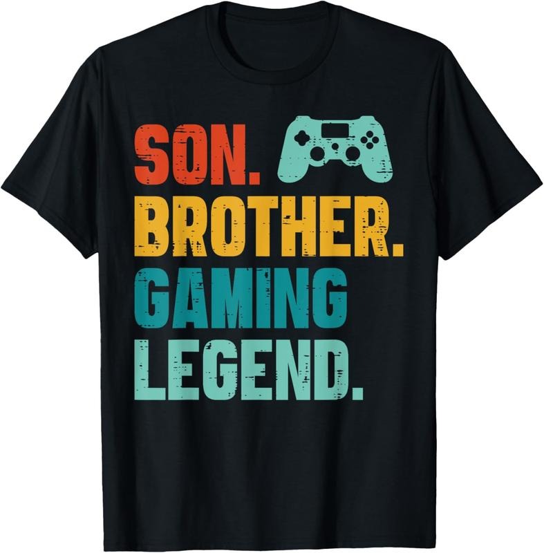 100% Cotton Son Brother Gaming Legend Retro Gamer Boys  Men Youth T-Shirt