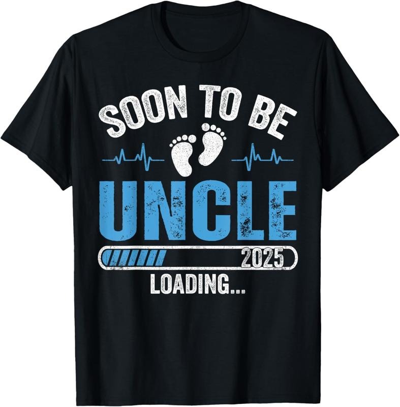 100% Cotton Soon To Be Uncle 2025 Loading Promoted To Uncle New Uncle T-Shirt