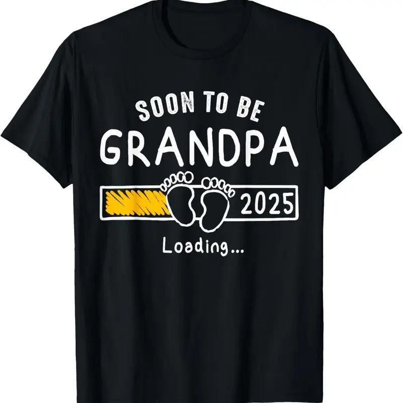 100% Cotton Soon to be Grandpa 2025 Loading Promoted to Grandpa 2025 T-Shirtstyle{n002}2