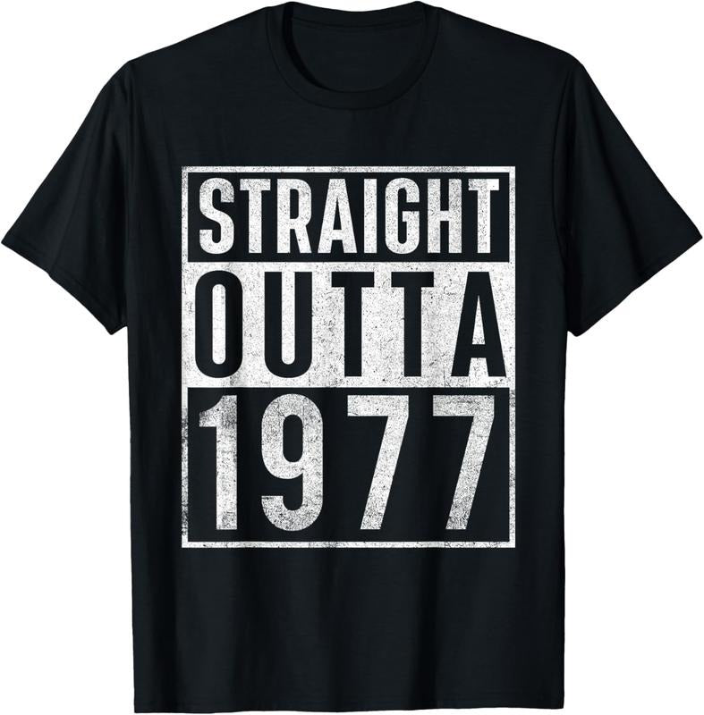100% Cotton Straight Outta 1977 Year Of Birth Birthday T-Shirt