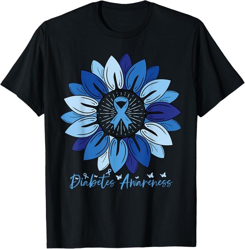 100% Cotton Sunflower Diabetes Awareness Month T-Shirt