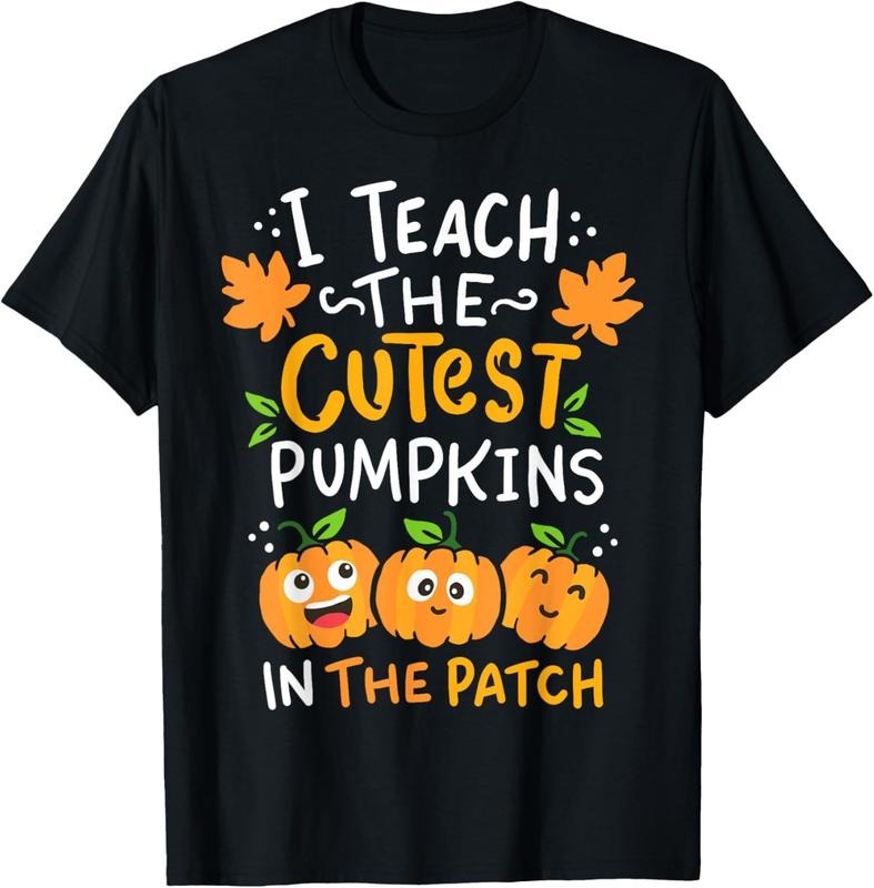 100% Cotton Teacher Halloween Pre-K Teacher Kindergarten Cutest Pumpkins T-Shirt