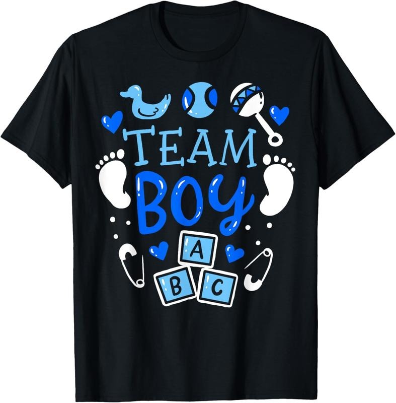 100% Cotton Team Boy Gender Reveal Party Pink Blue Announcement T-Shirt