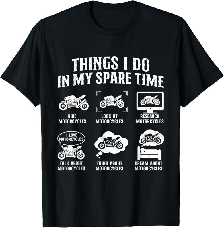 100% Cotton Things I Do In My Spare Time - Biker Motorcycle Rider Riding T-Shirt