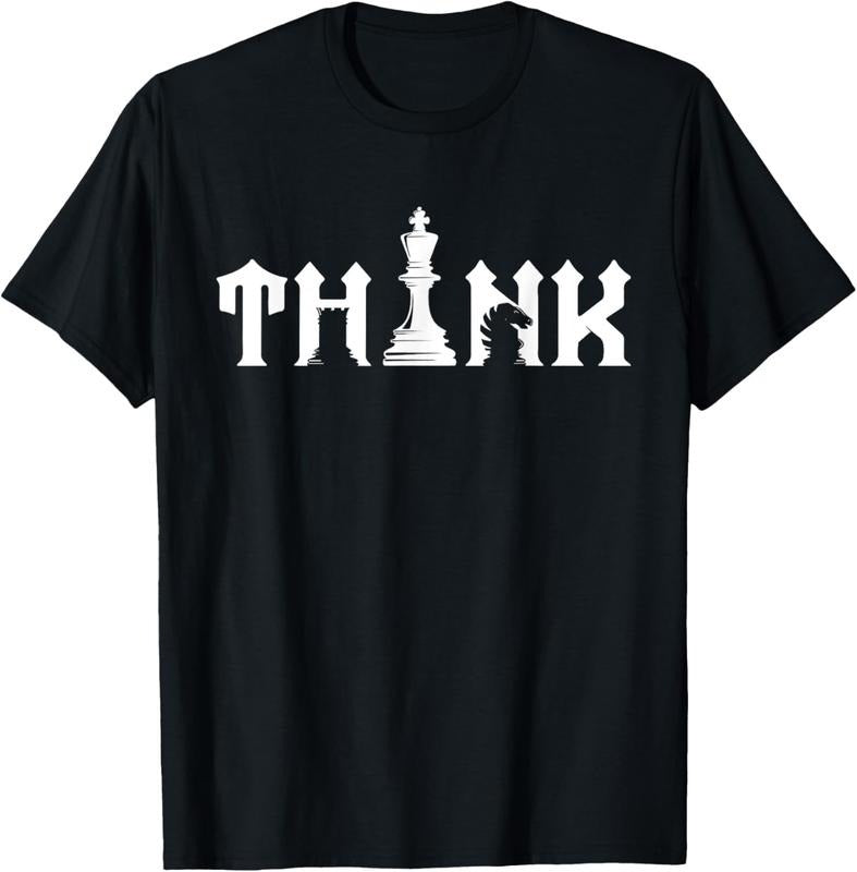 100% Cotton Think Retro Vintage Chess Pieces Player Gift Chess Lover T-Shirt