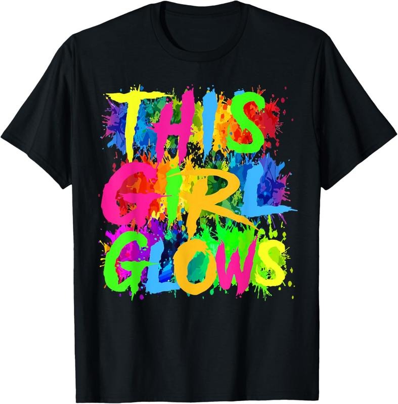 100% Cotton This Girl Glows Cute Women Girls Tie Dye Party Funny Team T-Shirt