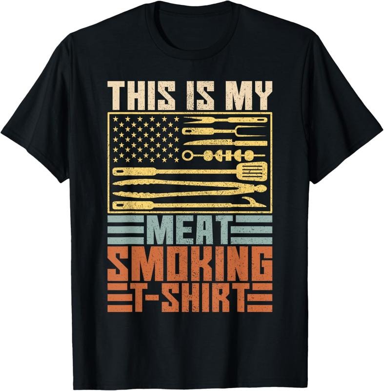 100% Cotton This Is My Meat Smoking T-Shirt Vintage Men BBQ Smoker Grill T-Shirt