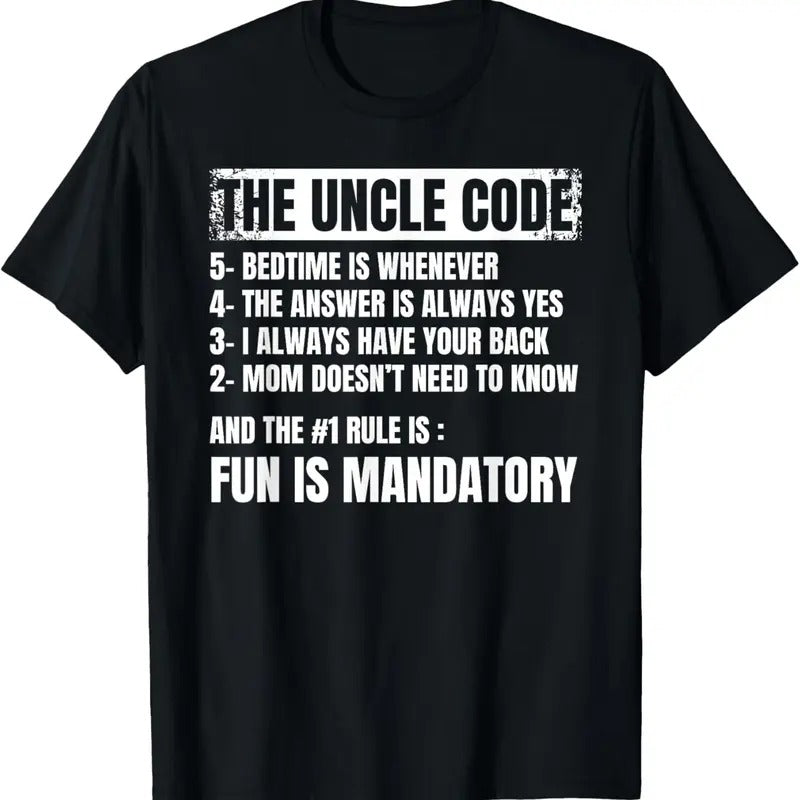 100% Cotton Uncle Code Art For Men First Time Uncle Brother Nephew Niece T-Shirt
