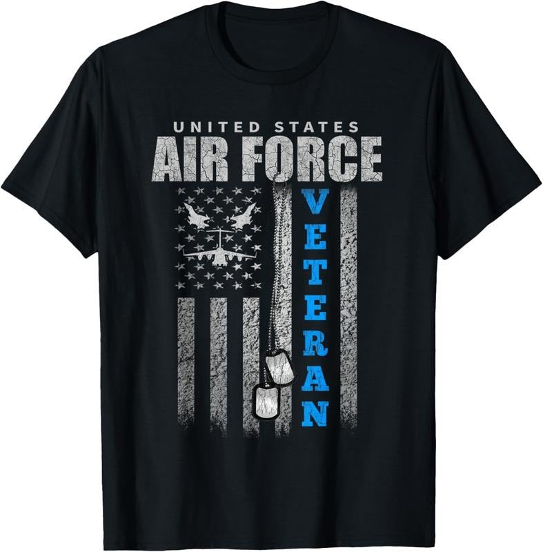 100% Cotton Veteran Of The US Air Force USA Flag Veterans T-Shirt