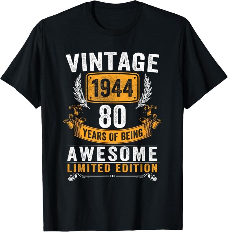 100% Cotton Vintage 1944 Made In 1944 80 Years Old Gifts 80th Birthday T-Shirt