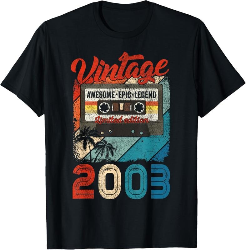 100% Cotton Vintage 2003 19 Birthday Gifts 19 Year Old Limited Edition T-Shirt