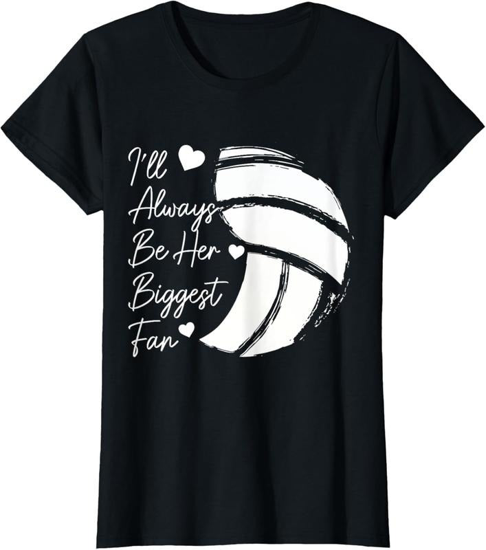 100% Cotton Volleyball Mom Her Biggest Fan Volleyball Daughter T-Shirt