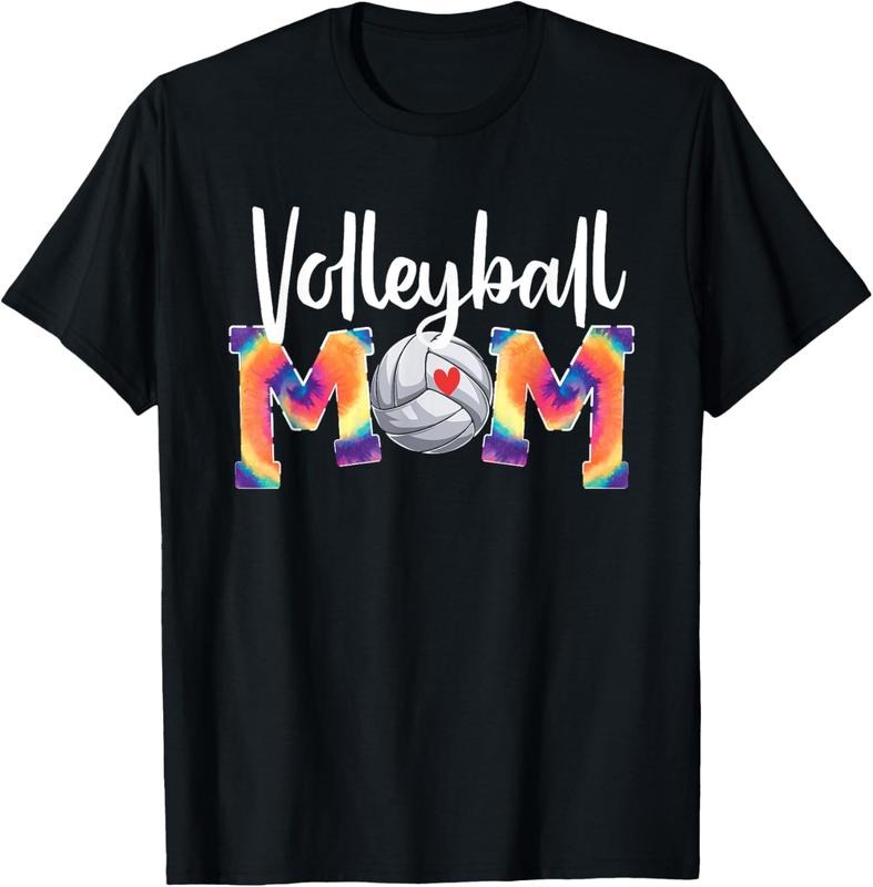 100% Cotton Volleyball Mom Tie-Dye Funny Volleyball Love for Women T-Shirt