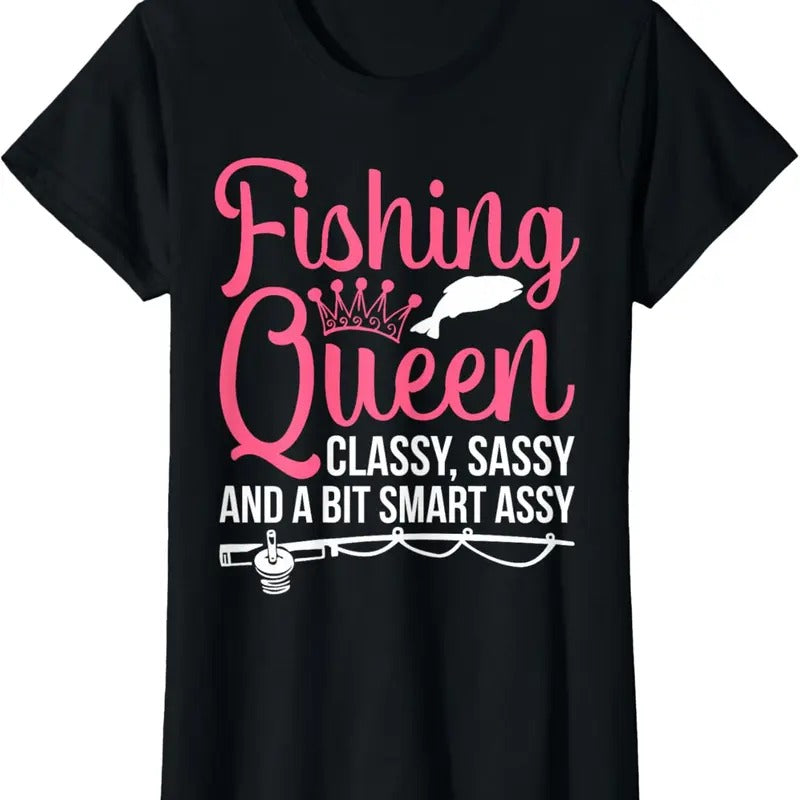 100% Cotton Women Fishing for Girls Fish Bass Fishing T-Shirt