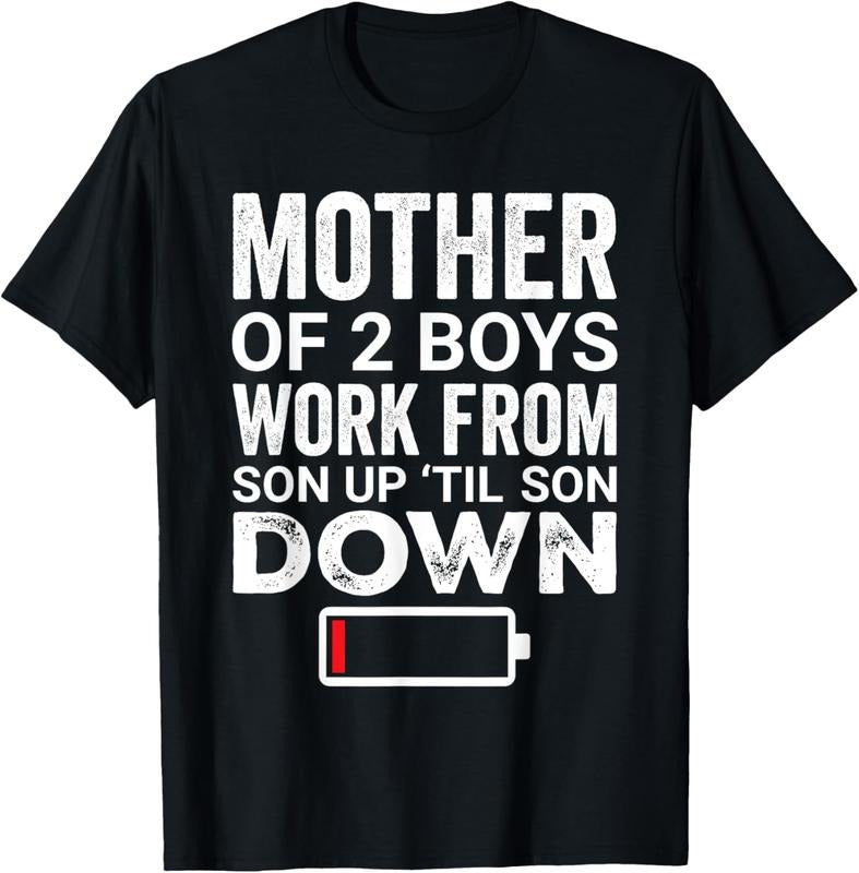 100% Cotton Women Mother of Two 2 Boys Mother of 2 Boys Mother's Day T-Shirt