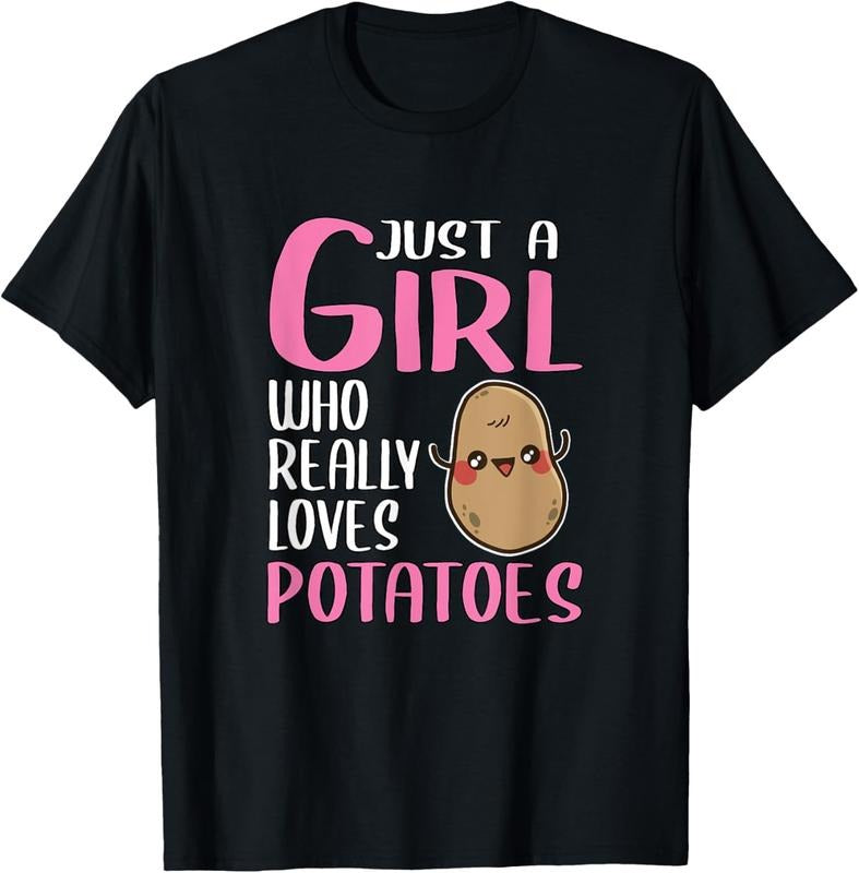100% Cotton Womens Potatoe Gift Just A Girl Who Really Loves Potatoes T-Shirt