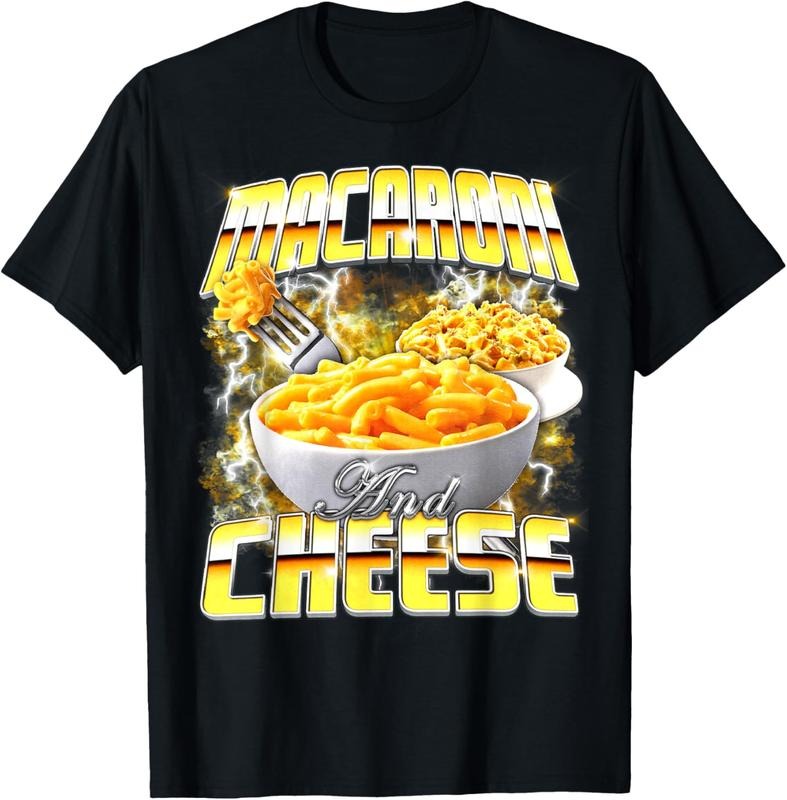 100% Cotton macaroniaroni and Cheese Meme Bootleg Rap Style 90s Vintage Funny T-Shirt