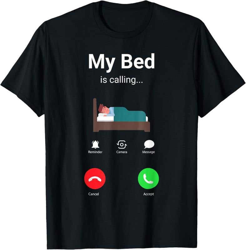 100% Cotton my bed is calling Phone Screen T-Shirtstyle{n002}2