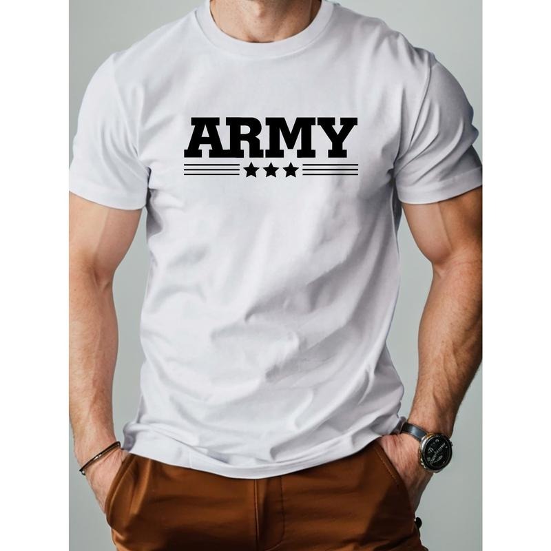 100% cotton T-shirt, ARMY cotton men's T-shirt comfortable fit Made in USA