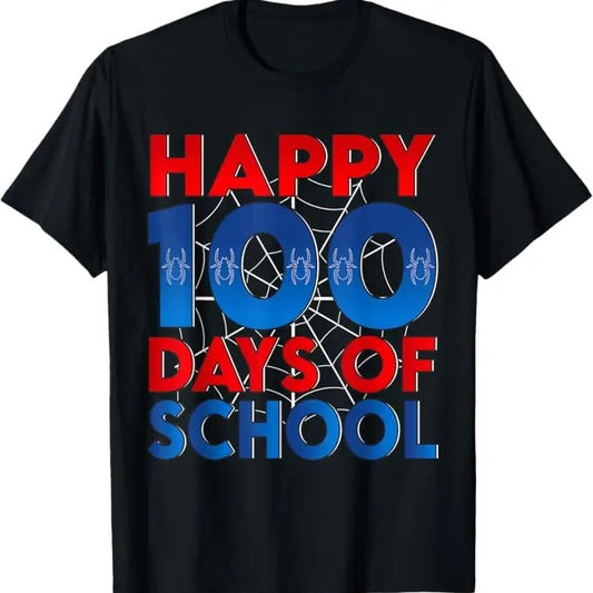100 Day of School Shirt, Happy 100 Days of School Funny T-Shirt - Casual Basic Smooth