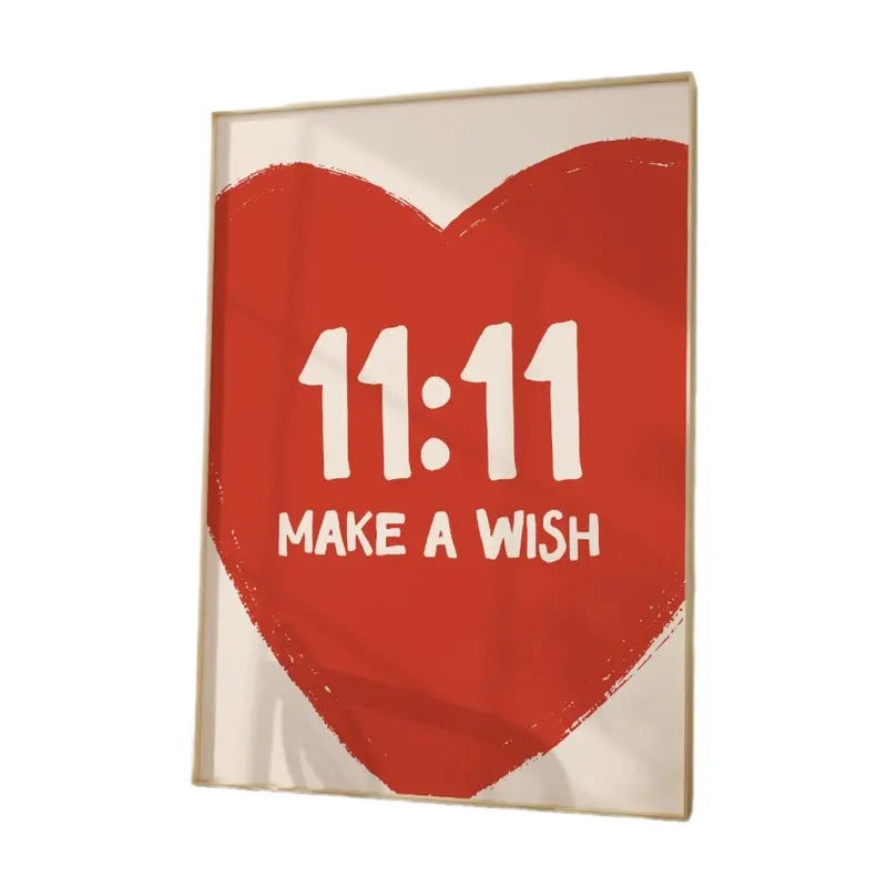 11:11 Heart Wall Art Decor, Lucky Number Wall Decor, Angel Number Print, Manifestation Wall Art, Gifts For Sister Friends Wall Art Decor, Poster Prints No Frame, Poster For Room, Gifts For Birthday