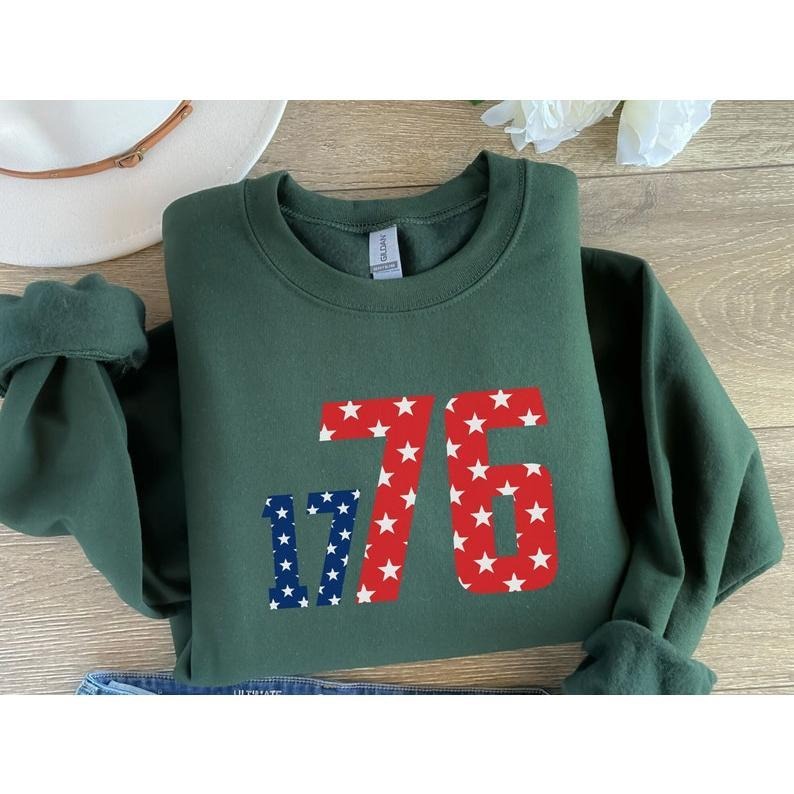 1776 America Independence Day tshirt, 4th of July Patriotic Printed Sweater, Comfy Color Unisex Retro Shirt, Special Gift from Daughter Hoodie, T-shirt and sweater