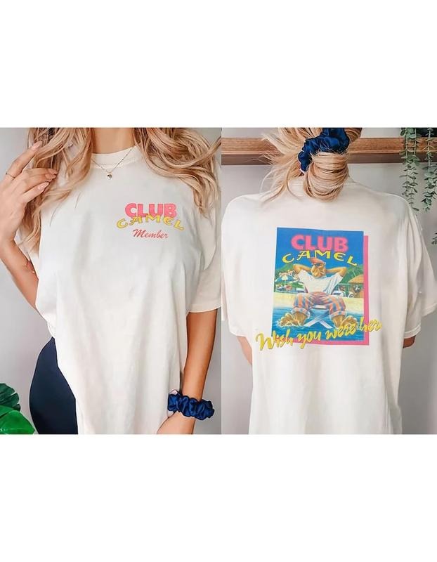 1991 Club Camel Unisex Garment-Dyed T-shirt | Vintage Inspired Joe Camel for Club Med Parody  T-shirt, sweater and Hoodie 2 sides
