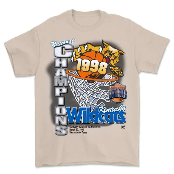 1998 Kentucky Wildcats Championship T-Shirt - NCAA Basketball Fan Tee, National Champs Graphic Shirt, Game Day Apparel, Trendy Sportswear Womenswear