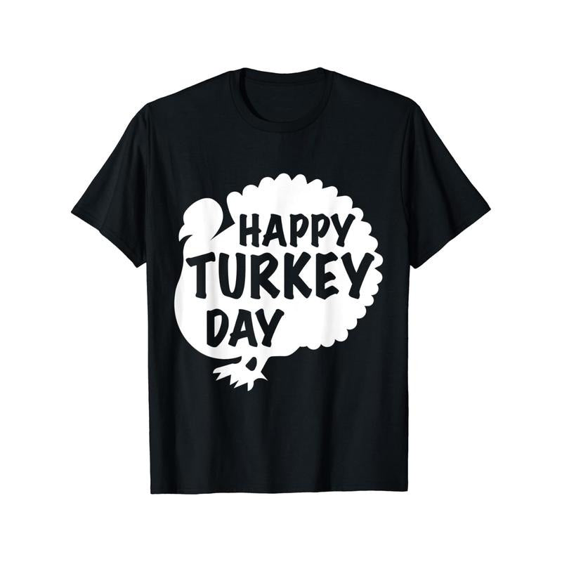 1pc Men'S Thanksgiving Turkey T-Shirt - Casual Crew Neck, Cotton Printed Short Sleeve, All-Season Comfort, Slight Stretch Knit Fabric, Regular Fit - Black made in usa