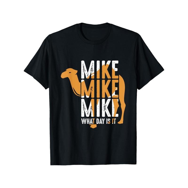 1pc Mike Camel Quote Cotton T-Shirt, Casual Round Neck, Geometric Pattern, Stretch Fabric, Unisex for Adults, Teens, Party & Outdoor Activities, Regular Fit, All Seasons Made in USA