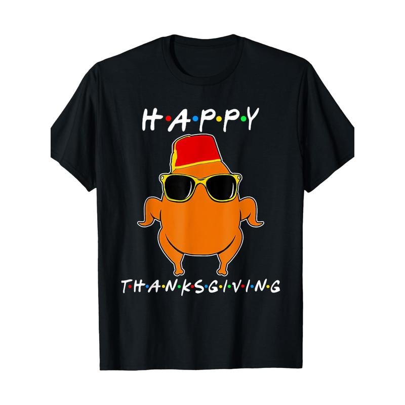 1pc Thanksgiving Turkey T-Shirt for Men - 100% Cotton, Crew Neck, Short Sleeve, Geometric Pattern, All-Season Casual Tee, Slight Stretch, 220gsm - Funny Friends Graphic Print made in usa