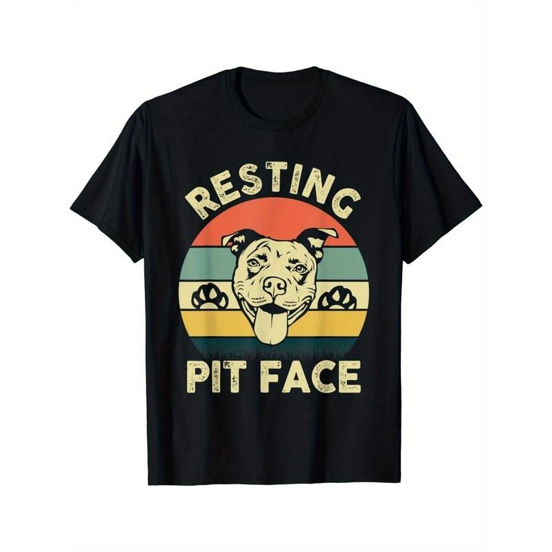 1pc, Funny Dog Pitbull Resting Pit Face_ Pitbull Lover Gift Unisex T-Shirt made in usa