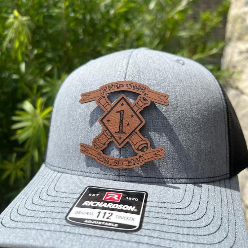 1st Battalion 11th Marines Leather Hat Patch Richardson Hat Mesh Back Snap Back | Salty Vet |