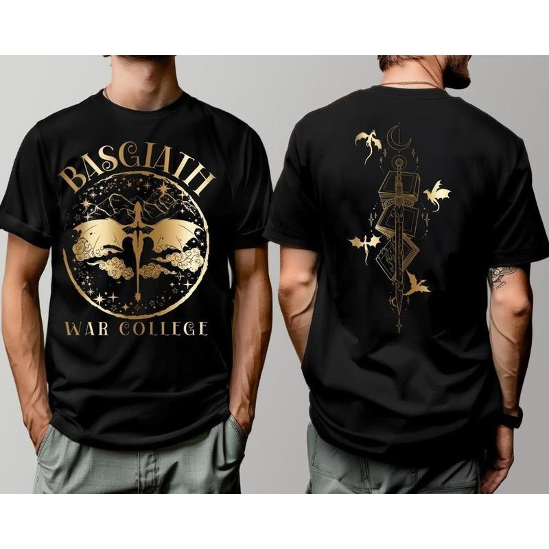 2-Sided Fourth Wing Dragon Rider Shirt Basgiath War College T-Shirt Gift Ideas for Nerd, Full Size Range, Perfect Fit for