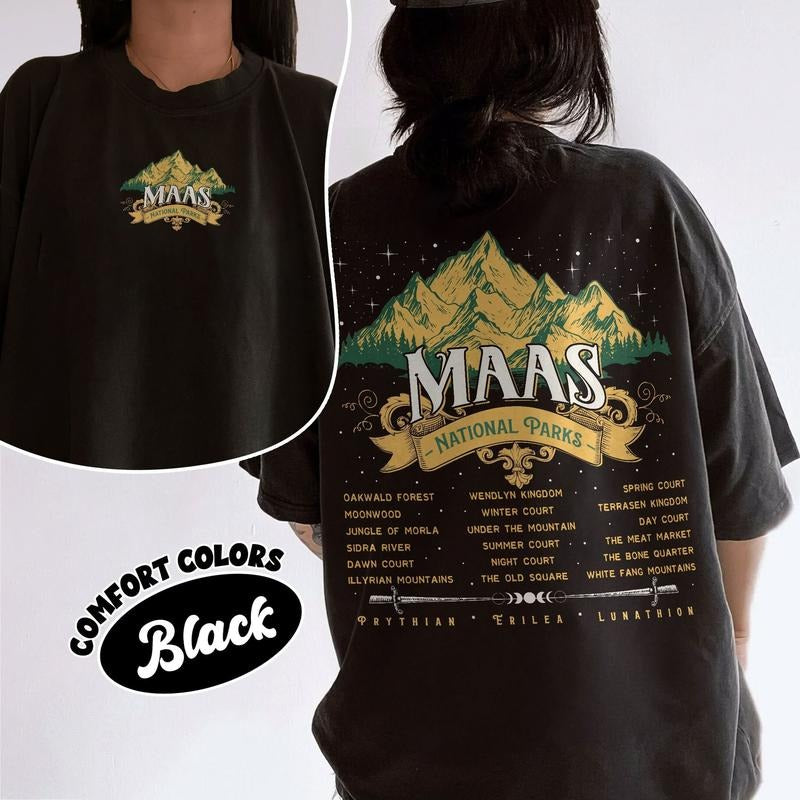 2 Slide Design, Maas National Parks T-Shirt, SJM Universe Inspired Shirts, Terrasen Velaris Crescent City Fans T Shirt, Fantasy Reader Gift
