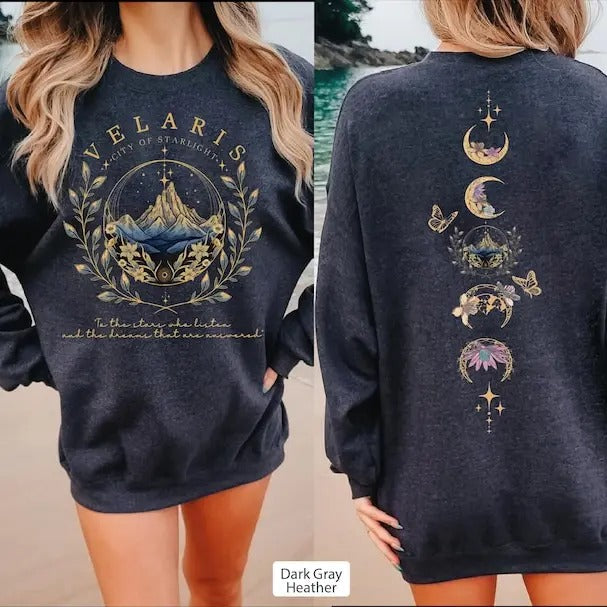 2 Slide Design, Velaris Sweatshirt,Velaris City Of Starlight Sweater,Acotar Hoodie,The Night Court Acotar Hoodie,Velaris 2-sides Sweater,Bookish Gifts