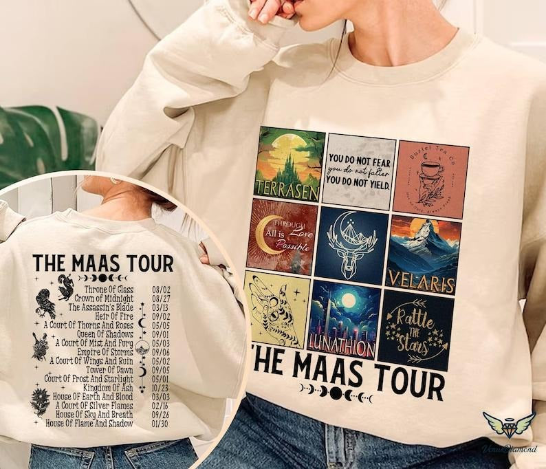 2 Slide Design, Vintage Sarah J. Maas Eras Tour Shirt, The Maas Tour Tee, ACOTAR, Crescent City, Throne of Glass Merch, SJM, Book Lover Shirt