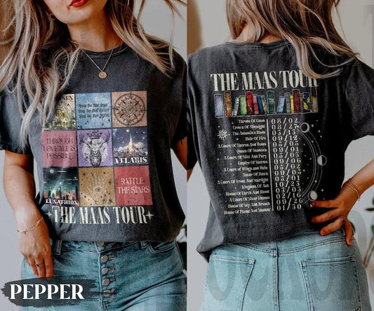2 Slide Design, Vintage Sarah JMaas Eras Tour t-Shirt, The Mas Tour Tee, ACOTAR, Crescent City, Throne of Glass Merch, SJM, Book Lover Shirt