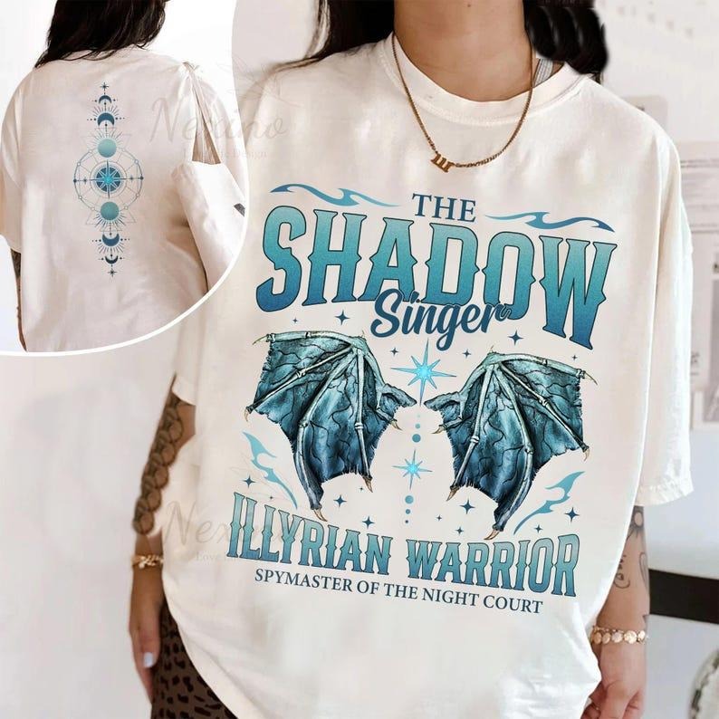 2 Slides, Azriel Shirt, Shadowsinger Night Court SJM Merch, ACOTAR Cassian Illyrian Bat Boys Velaris Gift For ACOTAR Fan Gwynriel Bookish Art Tee