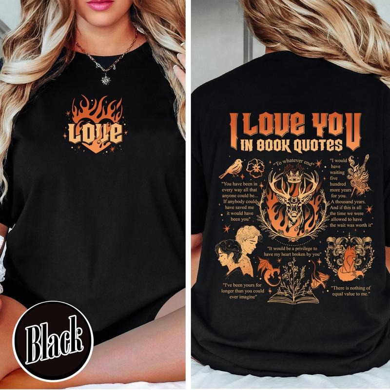 2 slides, I Love You in Book Quotes T-Shirt, Bookworm Shirt, Bookish Shirt,Book Lovers Shirt,Book Club Gift,Different Ways Say I Love You in Book Quotes