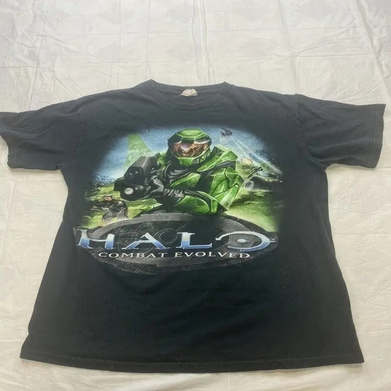 2001 Halo Combat Evoed T-Shirt Retro Black Master Chief Collection !